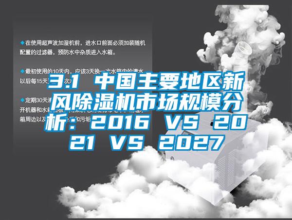 3.1 中國(guó)主要地區(qū)新風(fēng)除濕機(jī)市場(chǎng)規(guī)模分析：2016 VS 2021 VS 2027